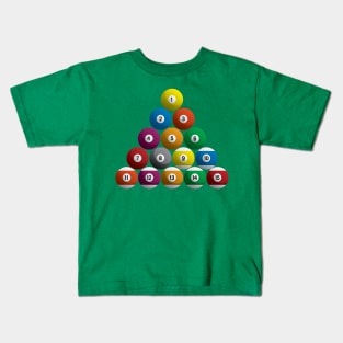 Billiards Pool Balls Racked Set Kids T-Shirt